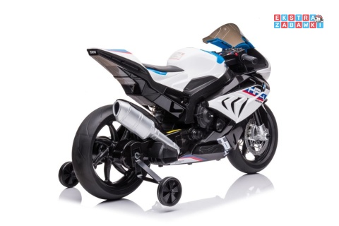 Biały Motor BMW HP4 Race JT5001 na akumulator - 2x45W, 12V/7Ah, EVA, LED, ekoskóra, panel muzyczny - [10563]