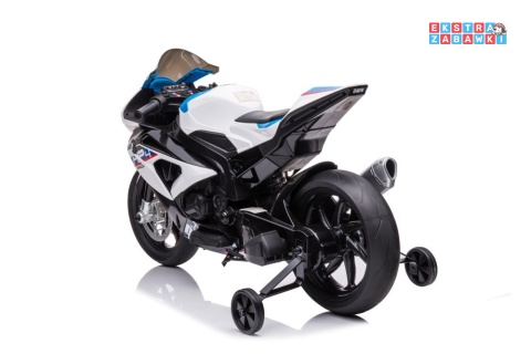 Biały Motor BMW HP4 Race JT5001 na akumulator - 2x45W, 12V/7Ah, EVA, LED, ekoskóra, panel muzyczny - [10563]