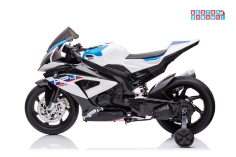 Biały Motor BMW HP4 Race JT5001 na akumulator - 2x45W, 12V/7Ah, EVA, LED, ekoskóra, panel muzyczny - [10563]