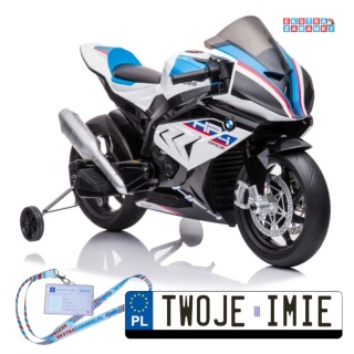 Biały Motor BMW HP4 Race JT5001 na akumulator - 2x45W, 12V/7Ah, EVA, LED, ekoskóra, panel muzyczny - [10563]