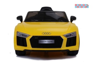 Żółte Audi R8 JJ2198 na akumulator - 2x45W, 12V/7Ah, EVA, LED, ekoskóra, podświetlana deska rozdzielcza, pilot - [4716]