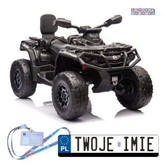 Czarny Quad DK-CA005 Can Am Outlander na akumulator - 4x200W, 24V/7Ah, EVA, LED, ekoskóra, Bluetooth [25027]