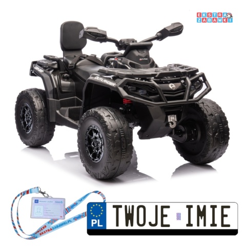 Czarny Quad DK-CA005 Can Am Outlander na akumulator - 4x200W, 24V/7Ah, EVA, LED, ekoskóra, Bluetooth [25027]