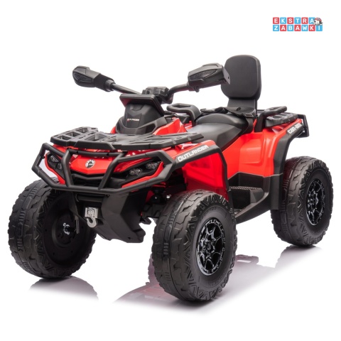 Czerwony Quad DK-CA005 Can Am Outlander na akumulator - 4x200W, 24V/7Ah, EVA, LED, ekoskóra, Bluetooth [25025]
