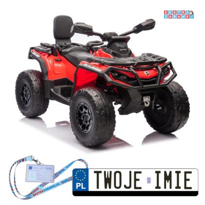 Czerwony Quad DK-CA005 Can Am Outlander na akumulator - 4x200W, 24V/7Ah, EVA, LED, ekoskóra, Bluetooth [25025]