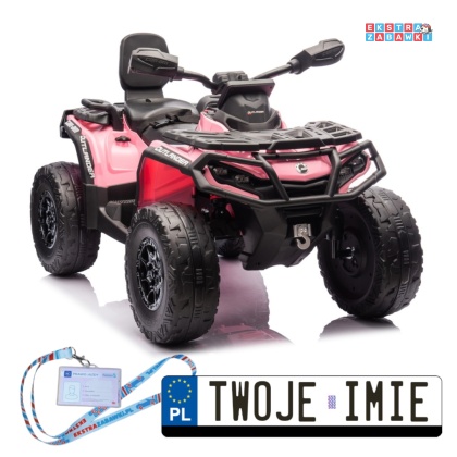 Różowy Quad DK-CA005 Can Am Outlander na akumulator - 4x200W, 24V/7Ah, EVA, LED, ekoskóra, Bluetooth [25028]
