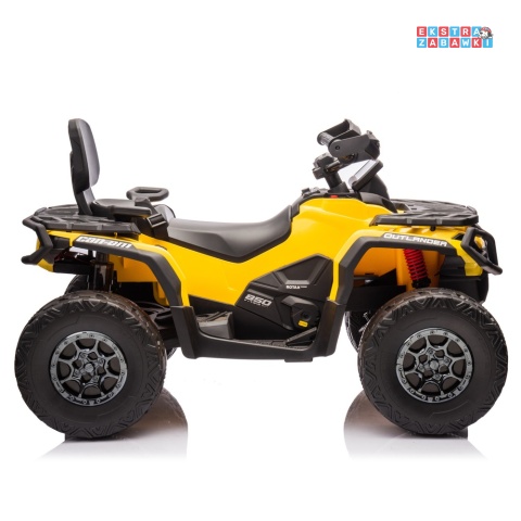 Żółty Quad DK-CA005 Can Am Outlander na akumulator - 4x200W, 24V/7Ah, EVA, LED, ekoskóra, Bluetooth [25026]