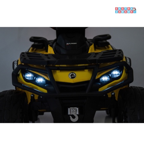 Żółty Quad DK-CA005 Can Am Outlander na akumulator - 4x200W, 24V/7Ah, EVA, LED, ekoskóra, Bluetooth [25026]