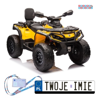 Żółty Quad DK-CA005 Can Am Outlander na akumulator - 4x200W, 24V/7Ah, EVA, LED, ekoskóra, Bluetooth [25026]