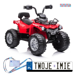 Czerwony Quad Madman JS009 na akumulator - 2x45W, 12V/7Ah, LED, ekoskóra, panel muzyczny [9060]