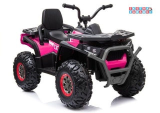Różowy Quad XMX607 na akumulator - 4x45W, 12V/10Ah, EVA, LED, Bluetooth, ekoskóra [21381]