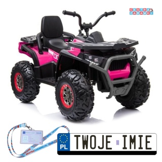 Różowy Quad XMX607 na akumulator - 4x45W, 12V/10Ah, EVA, LED, Bluetooth, ekoskóra [21381]