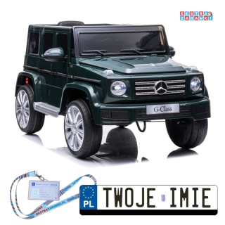 Zielony Mercedes G500 na akumulator - 2x45W, 12V/4.5Ah, EVA, LED, ekoskóra, pilot - [7911]