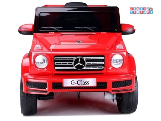Czerwony Mercedes G500 na akumulator - 2x45W, 12V/4.5Ah, EVA, LED, ekoskóra, pilot - [7914]