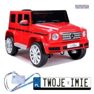 Czerwony Mercedes G500 na akumulator - 2x45W, 12V/4.5Ah, EVA, LED, ekoskóra, pilot - [7914]