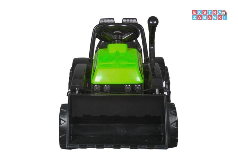 Traktor ZP1001B z łyżką na akumulator - zielony, 1x45W, klakson, LED, panel muzyczny, pilot [15140]