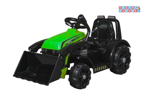 Traktor ZP1001B z łyżką na akumulator - zielony, 1x45W, klakson, LED, panel muzyczny, pilot [15140]