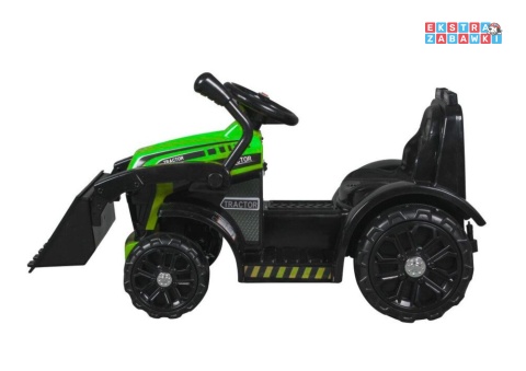 Traktor ZP1001B z łyżką na akumulator - zielony, 1x45W, klakson, LED, panel muzyczny, pilot [15140]