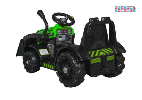 Traktor ZP1001B z łyżką na akumulator - zielony, 1x45W, klakson, LED, panel muzyczny, pilot [15140]