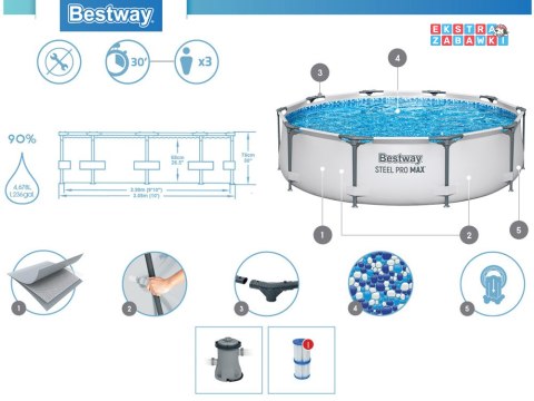 Bestway Basen STELAŻOWY 4678L 305x76cm 8w1 56408