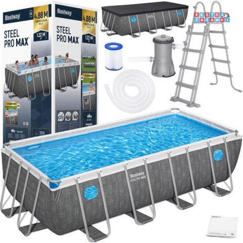Bestway Basen stelażowy Splashview 488x244x122cm szary rattan 10w1 561MB