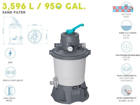 Bestway Pompa piaskowa do basenu 3596 l/h na kulki filtracyjne 58515