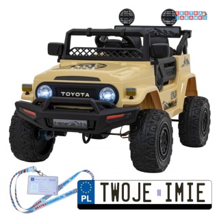 Beżowy Toyota FJ Cruiser na akumulator - 4x4, 2x15W, 2x30W, 12V/7Ah, koła EVA, pilot, LED - [JJ2099]