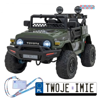 [JJ2099] Toyota FJ Cruiser na akumulator 4x4 (2x15W 2x30W) 12V/7Ah koła EVA pilot LED - zielony / moro