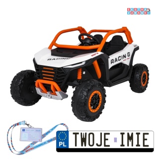 RACING Buggy na akumulator dwuosobowy - biały, 4x120W, pilot, MP3, wolny start [JL218]