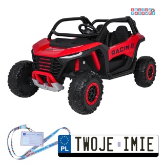 Buggy RACING Road 2000 na akumulator dwuosobowy - czerwony, 4x120W, pilot, MP3, wolny start [JL218]