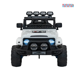 Biały Pojazd Off-road Climber na akumulator - 4x4, 2x35W, 2x20W, 12V/7Ah, ekoskóra, EVA, LED, pilot - [JJ2122]