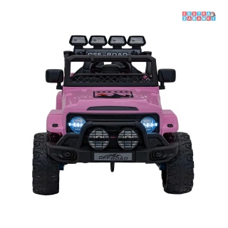 [JJ2122] Pojazd Off-road Climber na akumulator 4x4 (2x35W 2x20W) 12V/7Ah ekoskóra EVA LED pilot - różowy