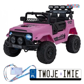 [JJ2122] Pojazd Off-road Climber na akumulator 4x4 (2x35W 2x20W) 12V/7Ah ekoskóra EVA LED pilot - różowy