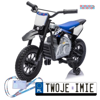 Niebieski Motor HONDA CFR450R na akumulator - 1x35W, 12V/7Ah, EVA, amortyzator z tyłu, ekoskóra, manetka gazu - [A9903]