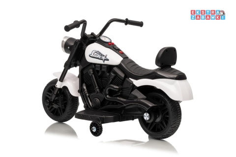 Motor STAR na akumulator - biały, 1x35W 6V/4.5Ah, światła LED, panel muzyczny, boczne kółka, wolny start [XMX-659]