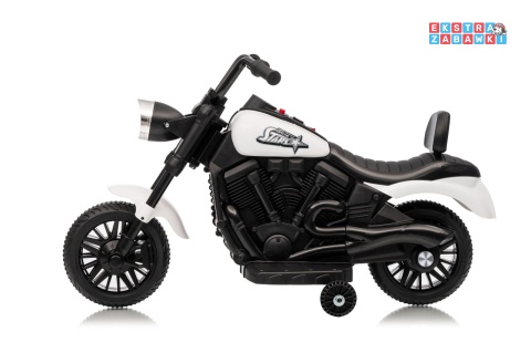 Motor STAR na akumulator - biały, 1x35W 6V/4.5Ah, światła LED, panel muzyczny, boczne kółka, wolny start [XMX-659]