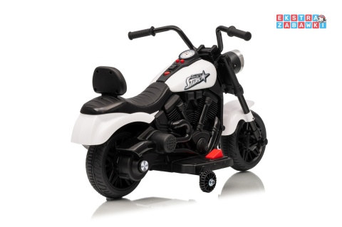 Motor STAR na akumulator - biały, 1x35W 6V/4.5Ah, światła LED, panel muzyczny, boczne kółka, wolny start [XMX-659]