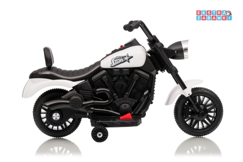 Motor STAR na akumulator - biały, 1x35W 6V/4.5Ah, światła LED, panel muzyczny, boczne kółka, wolny start [XMX-659]