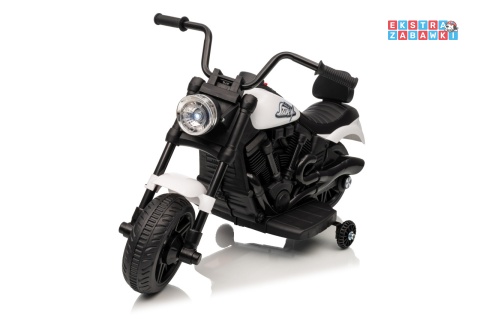 Motor STAR na akumulator - biały, 1x35W 6V/4.5Ah, światła LED, panel muzyczny, boczne kółka, wolny start [XMX-659]