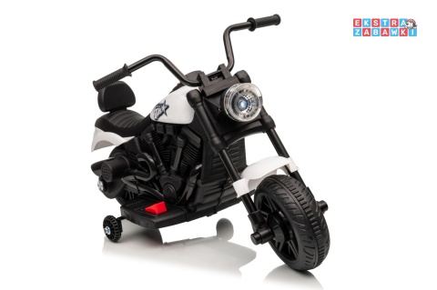 Motor STAR na akumulator - biały, 1x35W 6V/4.5Ah, światła LED, panel muzyczny, boczne kółka, wolny start [XMX-659]