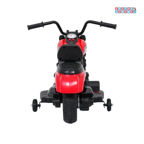 Motor STAR na akumulator - czerwony, 1x35W 6V/4.5Ah, światła LED, panel muzyczny, boczne kółka, wolny start [XMX-659]