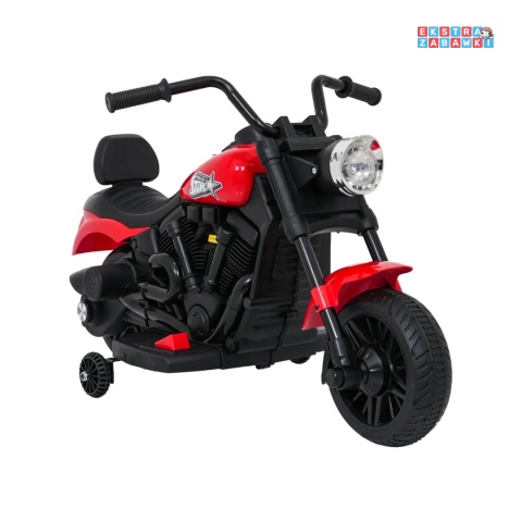 Motor STAR na akumulator - czerwony, 1x35W 6V/4.5Ah, światła LED, panel muzyczny, boczne kółka, wolny start [XMX-659]