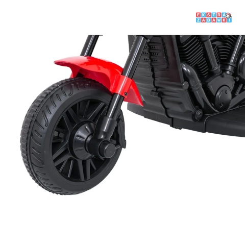 Motor STAR na akumulator - czerwony, 1x35W 6V/4.5Ah, światła LED, panel muzyczny, boczne kółka, wolny start [XMX-659]