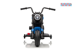 Niebieski Motor STAR na akumulator - 1x35W, 6V/4.5Ah, światła LED, panel muzyczny, boczne kółka, wolny start - [XMX-659]