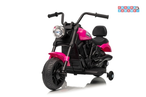Różowy Motor STAR na akumulator - 1x35W, 6V/4.5Ah, światła LED, panel muzyczny, boczne kółka, wolny start - [XMX-659]