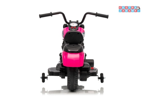 Różowy Motor STAR na akumulator - 1x35W, 6V/4.5Ah, światła LED, panel muzyczny, boczne kółka, wolny start - [XMX-659]