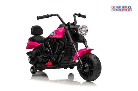 Różowy Motor STAR na akumulator - 1x35W, 6V/4.5Ah, światła LED, panel muzyczny, boczne kółka, wolny start - [XMX-659]