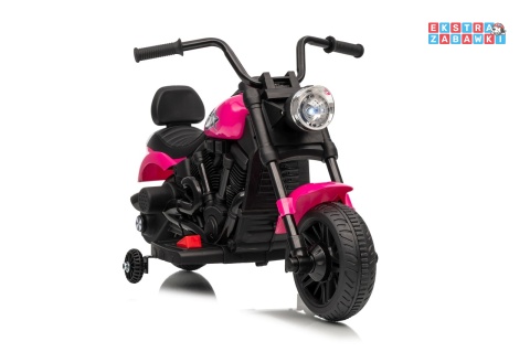 Różowy Motor STAR na akumulator - 1x35W, 6V/4.5Ah, światła LED, panel muzyczny, boczne kółka, wolny start - [XMX-659]
