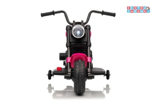 Różowy Motor STAR na akumulator - 1x35W, 6V/4.5Ah, światła LED, panel muzyczny, boczne kółka, wolny start - [XMX-659]