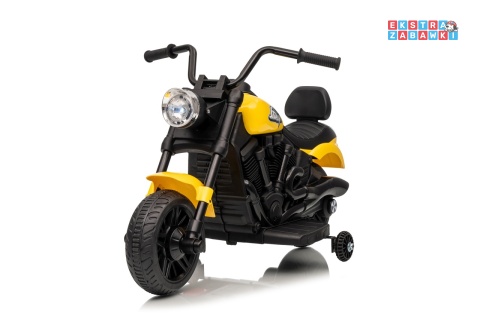 Motor STAR na akumulator - żółty, 1x35W 6V/4.5Ah, światła LED, panel muzyczny, boczne kółka, wolny start [XMX-659]